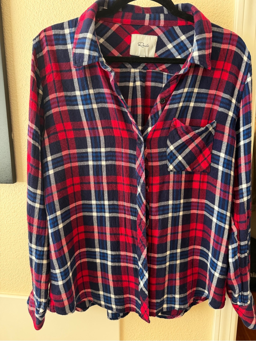 Rails Red and Navy Plaid Button-Down Shirt